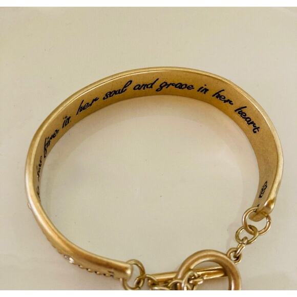 Premier Designs “Passion” Bracelet Toggle Closure Gold Tone Inspirational - Picture 4 of 9